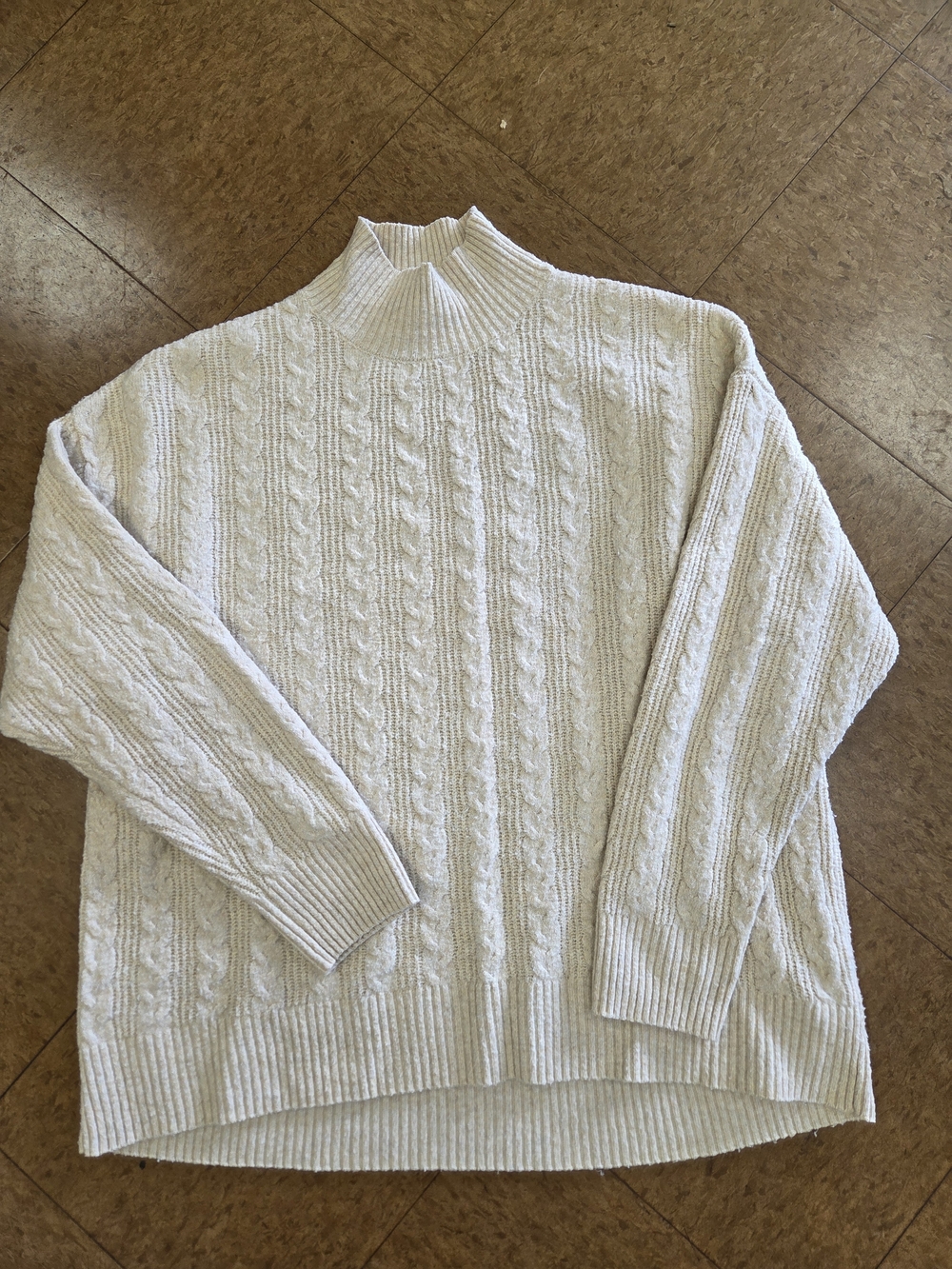 Time and Tru Cream Cable Knit Turtleneck Sweater